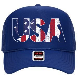 Usa Meaningful Gift High Crown Mesh Back Trucker Hat