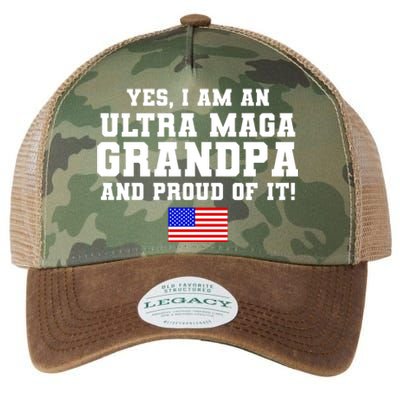 Ultra MAGA Grandpa And Proud Of It USA Pride Fathers Day 2022 Legacy Tie Dye Trucker Hat