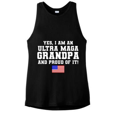 Ultra MAGA Grandpa And Proud Of It USA Pride Fathers Day 2022 Ladies PosiCharge Tri-Blend Wicking Tank