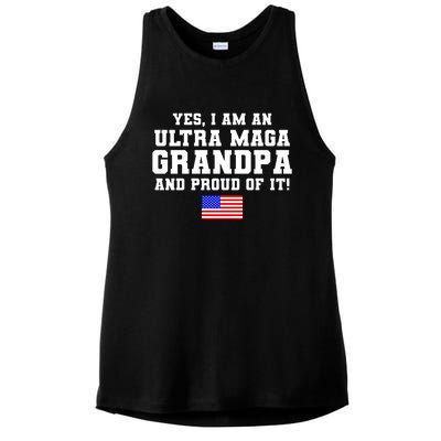 Ultra MAGA Grandpa And Proud Of It USA Pride Fathers Day 2022 Ladies PosiCharge Tri-Blend Wicking Tank