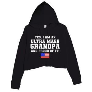 Ultra MAGA Grandpa And Proud Of It USA Pride Fathers Day 2022 Crop Fleece Hoodie