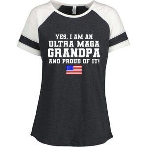 Ultra MAGA Grandpa And Proud Of It USA Pride Fathers Day 2022 Enza Ladies Jersey Colorblock Tee