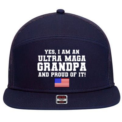 Ultra MAGA Grandpa And Proud Of It USA Pride Fathers Day 2022 7 Panel Mesh Trucker Snapback Hat