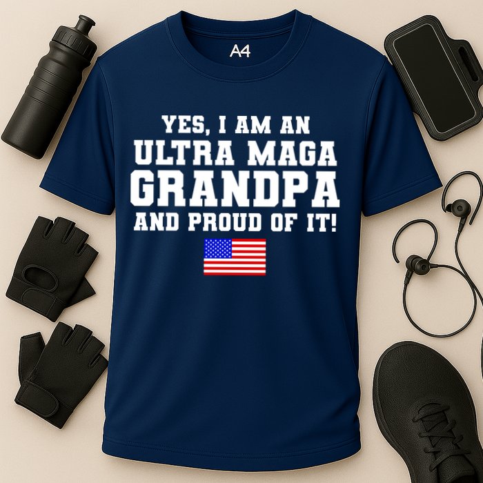 Ultra MAGA Grandpa And Proud Of It USA Pride Fathers Day 2022 Cooling Performance Crew T-Shirt