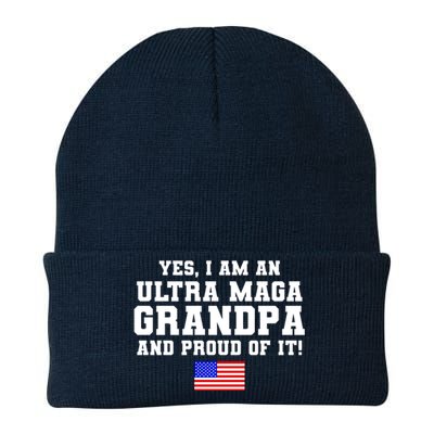 Ultra MAGA Grandpa And Proud Of It USA Pride Fathers Day 2022 Knit Cap Winter Beanie