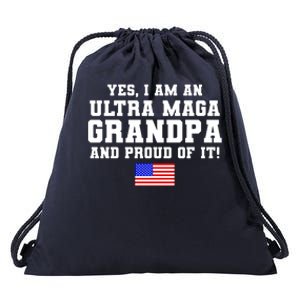 Ultra MAGA Grandpa And Proud Of It USA Pride Fathers Day 2022 Drawstring Bag