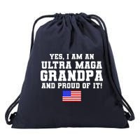 Ultra MAGA Grandpa And Proud Of It USA Pride Fathers Day 2022 Drawstring Bag