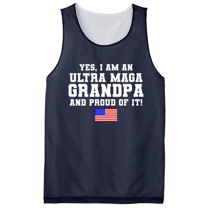 Ultra MAGA Grandpa And Proud Of It USA Pride Fathers Day 2022 Mesh Reversible Basketball Jersey Tank