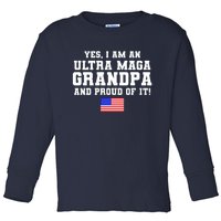 Ultra MAGA Grandpa And Proud Of It USA Pride Fathers Day 2022 Toddler Long Sleeve Shirt