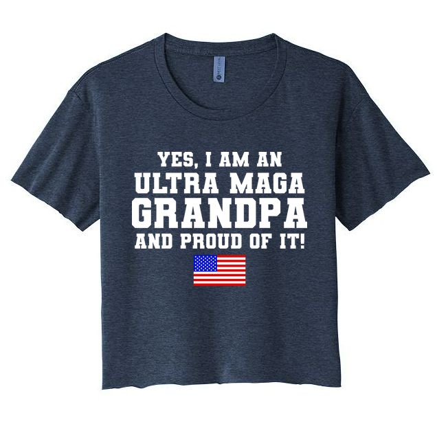 Ultra MAGA Grandpa And Proud Of It USA Pride Fathers Day 2022 Crop Top