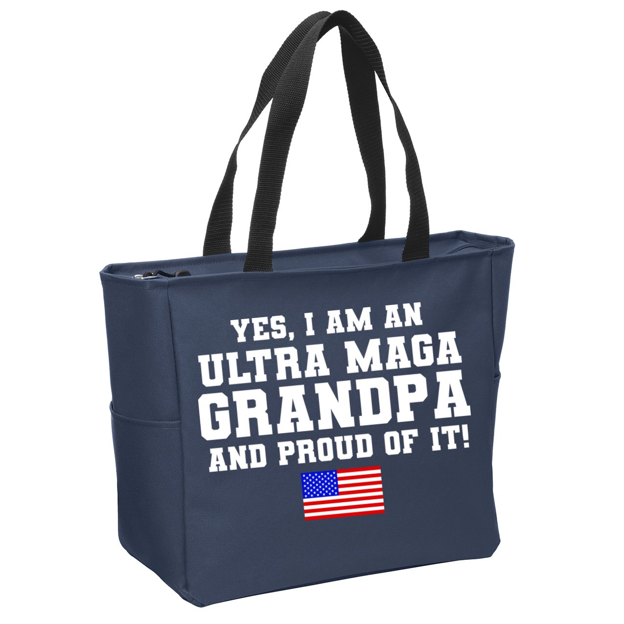Ultra MAGA Grandpa And Proud Of It USA Pride Fathers Day 2022 Zip Tote Bag