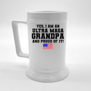 Ultra MAGA Grandpa And Proud Of It USA Pride Fathers Day 2022 Beer Stein