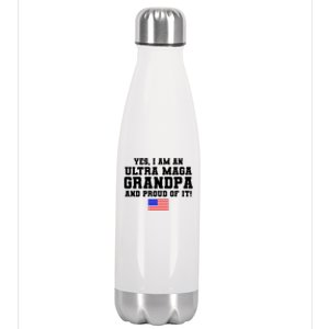 Ultra MAGA Grandpa And Proud Of It USA Pride Fathers Day 2022 Stainless Steel Insulated Water Bottle