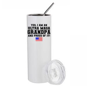 Ultra MAGA Grandpa And Proud Of It USA Pride Fathers Day 2022 Stainless Steel Tumbler