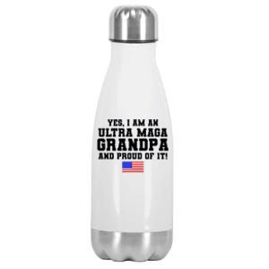 Ultra MAGA Grandpa And Proud Of It USA Pride Fathers Day 2022 Stainless Steel Insulated Water Bottle