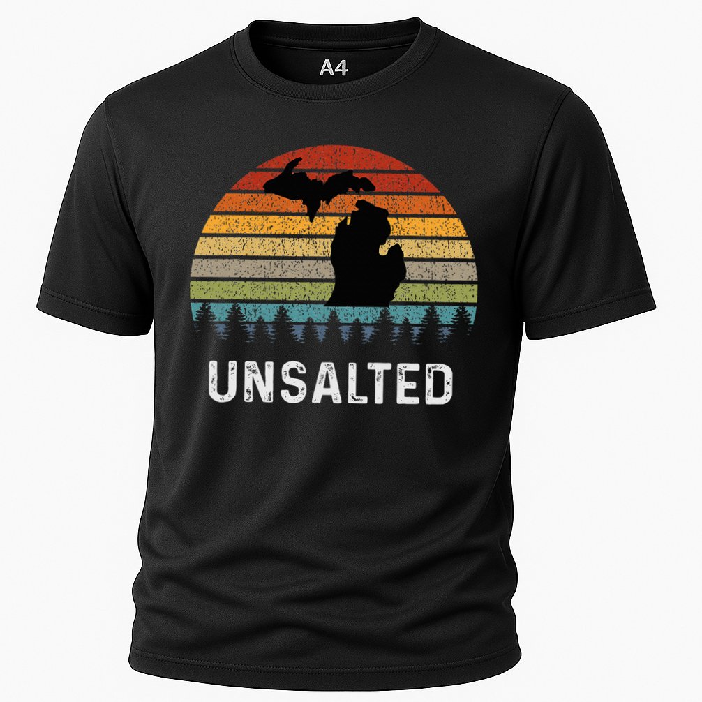 Unsalted Michigan Great Lakes Mi Retro Cooling Performance Crew T-Shirt