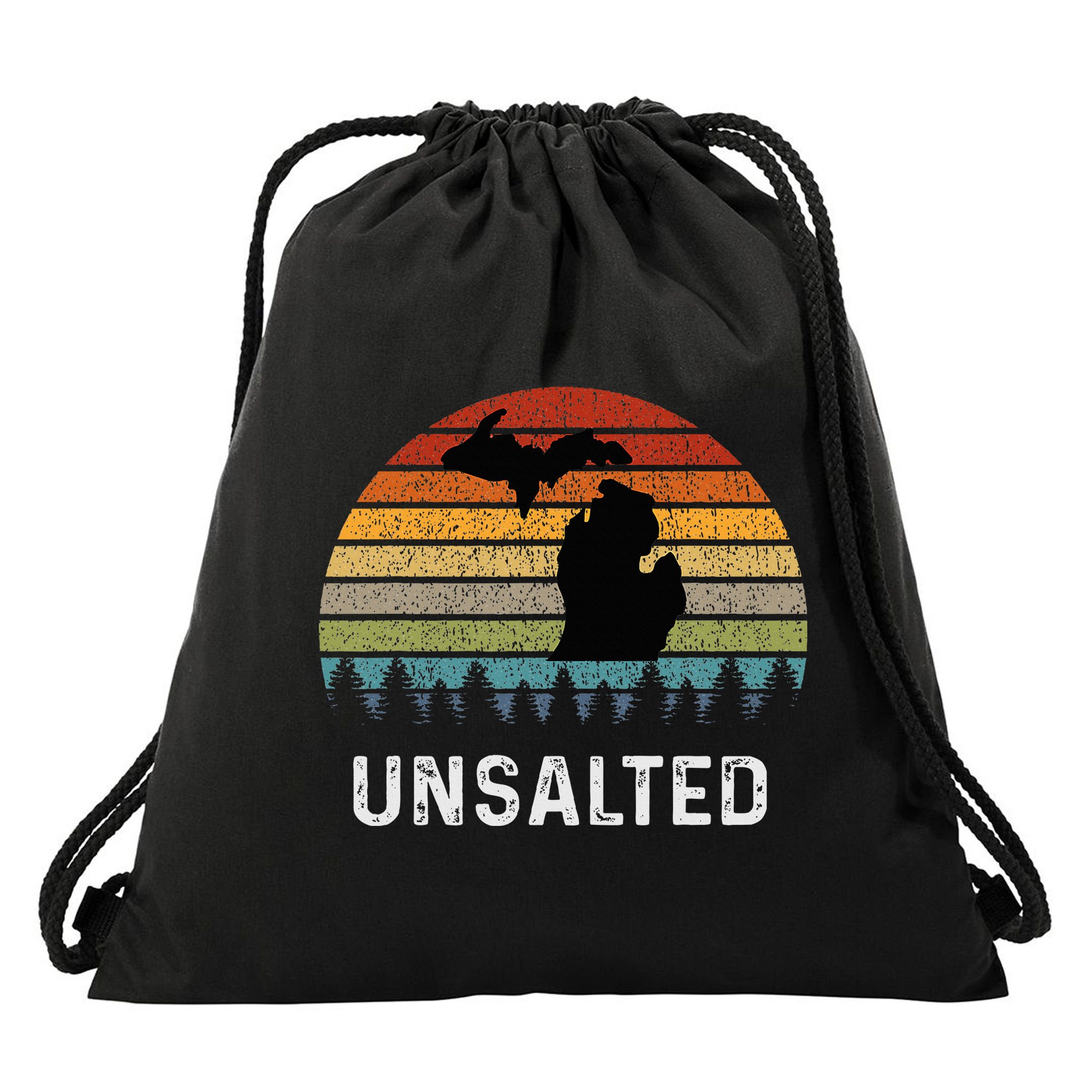 Unsalted Michigan Great Lakes Mi Retro Drawstring Bag