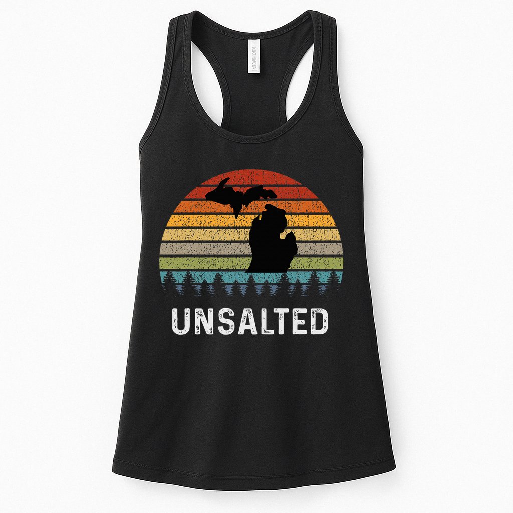 Unsalted Michigan Great Lakes Mi Retro Womens Tank Top