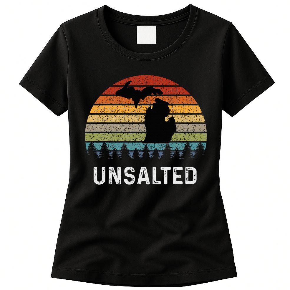 Unsalted Michigan Great Lakes Mi Retro Womens T-Shirt