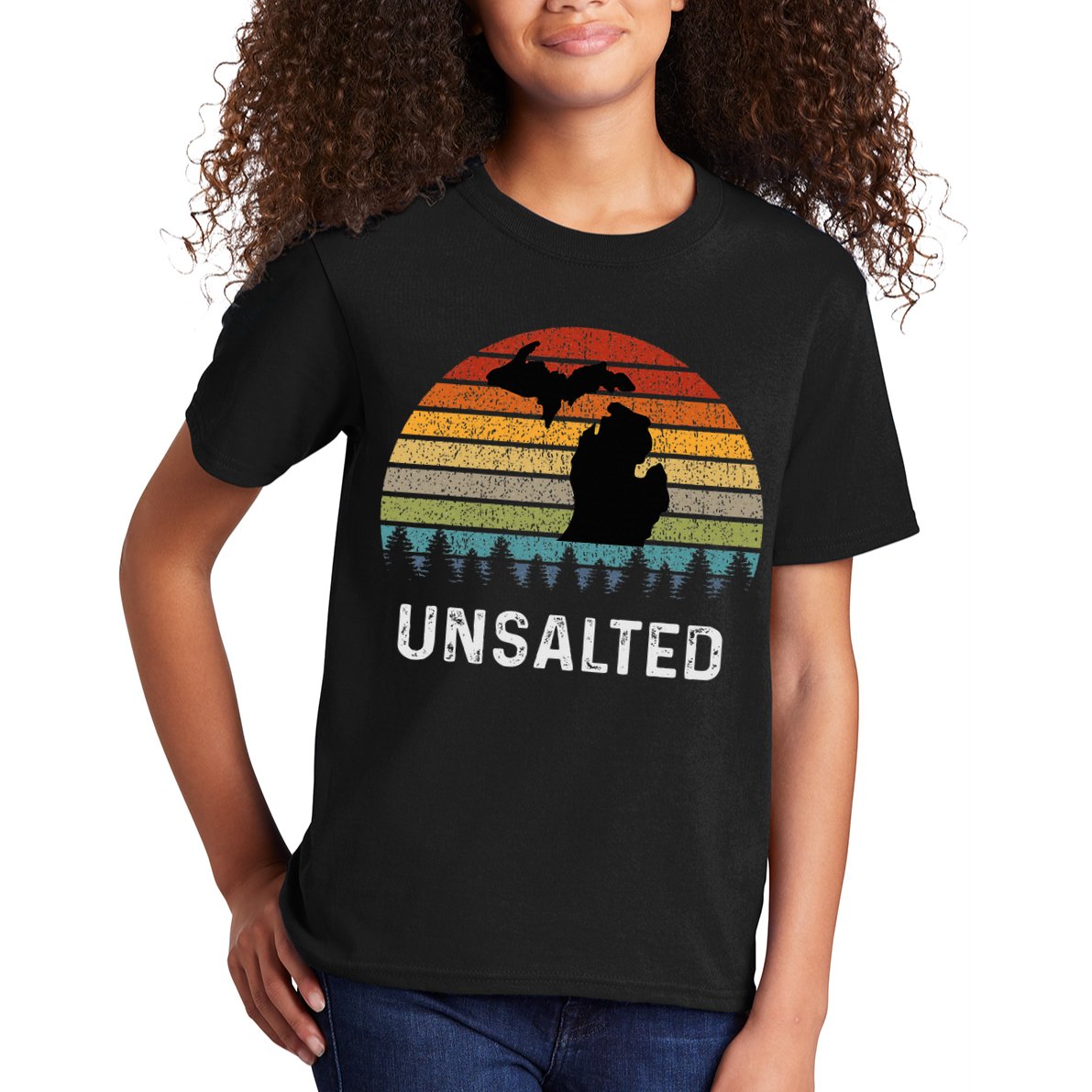 Unsalted Michigan Great Lakes Mi Retro Kids T-Shirt
