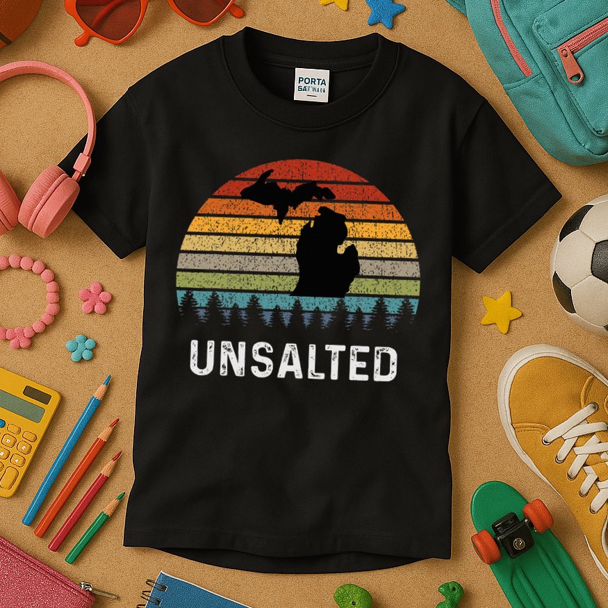 Unsalted Michigan Great Lakes Mi Retro Kids T-Shirt