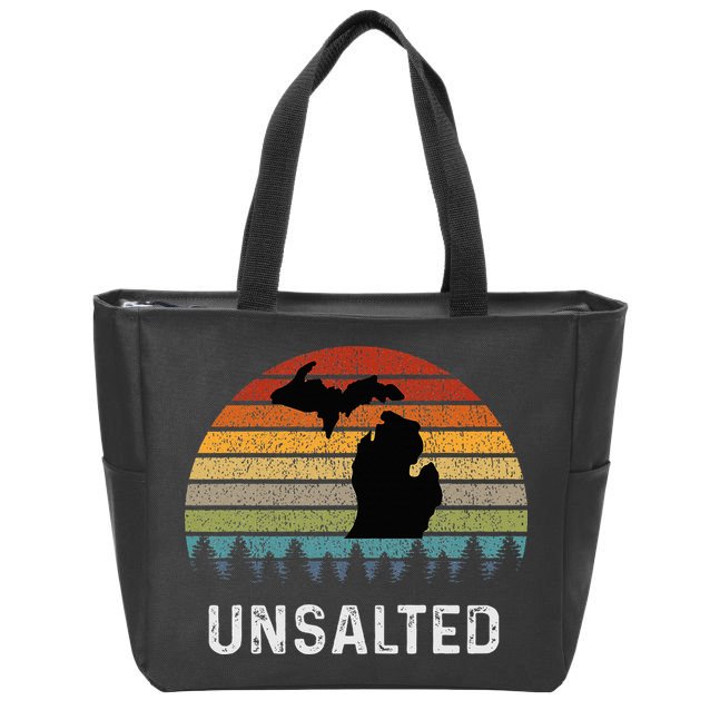 Unsalted Michigan Great Lakes Mi Retro Zip Tote Bag