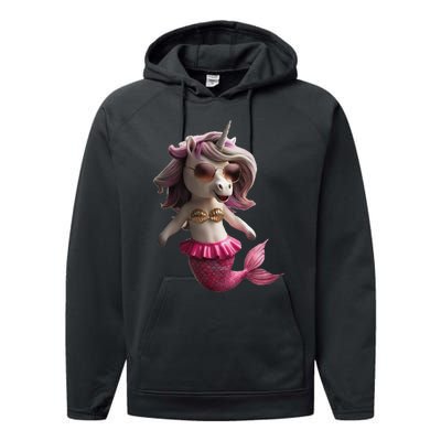 Unicorn Mermaid Gift Idea Fashion Performance Fleece Hoodie