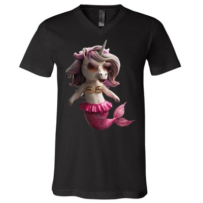 Unicorn Mermaid Gift Idea Fashion V-Neck T-Shirt