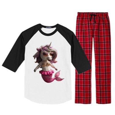 Unicorn Mermaid Gift Idea Fashion Raglan Sleeve Pajama Set