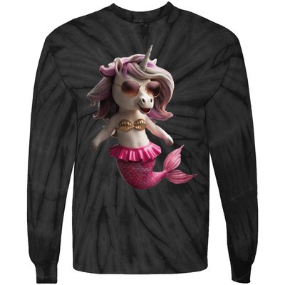 Unicorn Mermaid Gift Idea Fashion Tie-Dye Long Sleeve Shirt