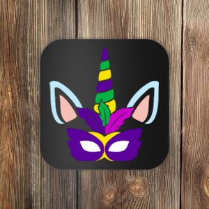 Unicorn Mardi Gras Mask Costume Coaster