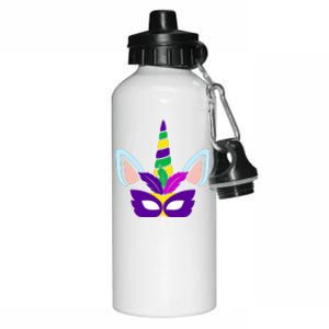 Unicorn Mardi Gras Mask Costume Aluminum Water Bottle