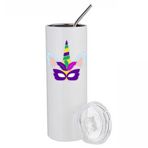 Unicorn Mardi Gras Mask Costume Stainless Steel Tumbler