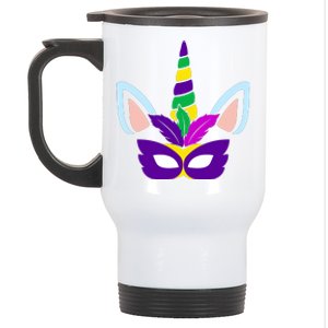 Unicorn Mardi Gras Mask Costume Stainless Steel Travel Mug