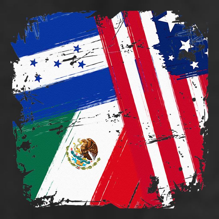 USA Mexico Honduras Flags 7 Panel Mesh Trucker Snapback Hat