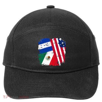 USA Mexico Honduras Flags 7-Panel Snapback Hat