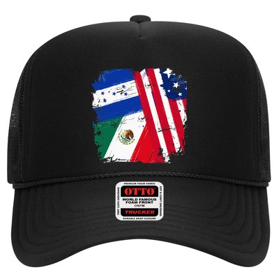 USA Mexico Honduras Flags Trucker Hat