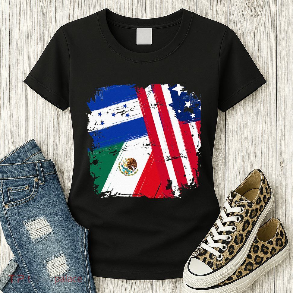 USA Mexico Honduras Flags Womens T-Shirt