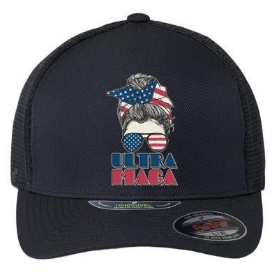 Ultra Maga Hair Bun Woman Flexfit Unipanel Trucker Cap