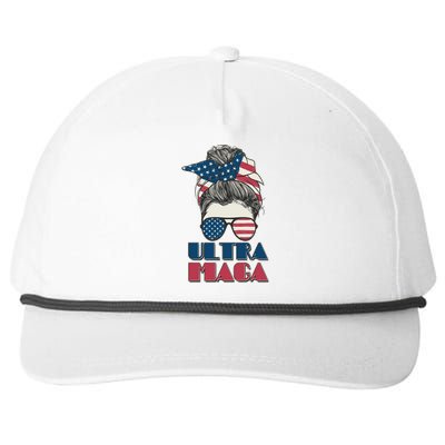 Ultra Maga Hair Bun Woman Snapback Five-Panel Rope Hat