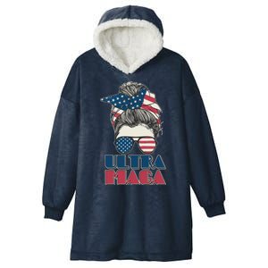 Ultra Maga Hair Bun Woman Hooded Wearable Blanket