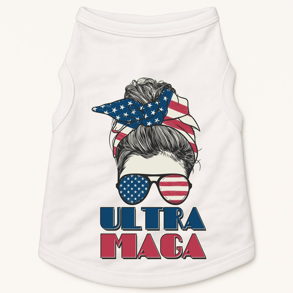 Ultra Maga Hair Bun Woman Doggie Tank