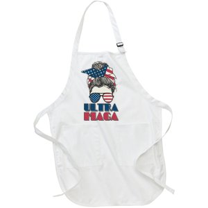 Ultra Maga Hair Bun Woman Full-Length Apron With Pockets