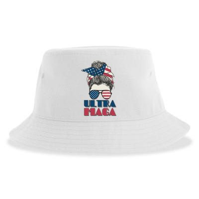 Ultra Maga Hair Bun Woman Sustainable Bucket Hat