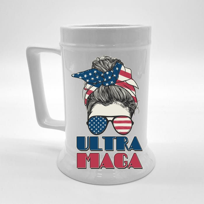 Ultra Maga Hair Bun Woman Beer Stein