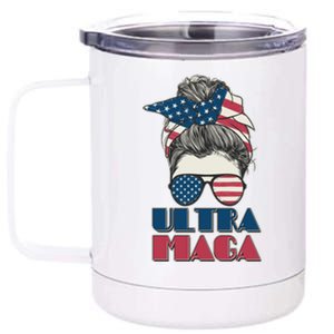 Ultra Maga Hair Bun Woman 12 oz Stainless Steel Tumbler Cup