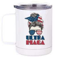 Ultra Maga Hair Bun Woman 12 oz Stainless Steel Tumbler Cup