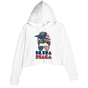 Ultra Maga Hair Bun Woman Crop Fleece Hoodie