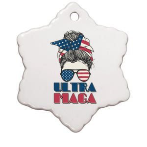 Ultra Maga Hair Bun Woman Ceramic Star Ornament