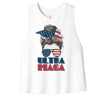 Ultra Maga Hair Bun Woman Women's Racerback Cropped Tank